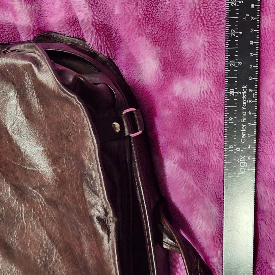 Vintage Samsonite Sentry Brown Faux Leather Hanging Bi-Fold Garment Bag Travel - Image 4 of 4