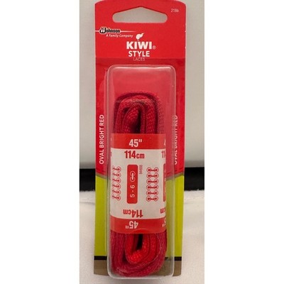 Rare Kiwi Style Oval Shoelaces Bright Red 45 Inch 114cm 5-6 Eyelets 2186 New