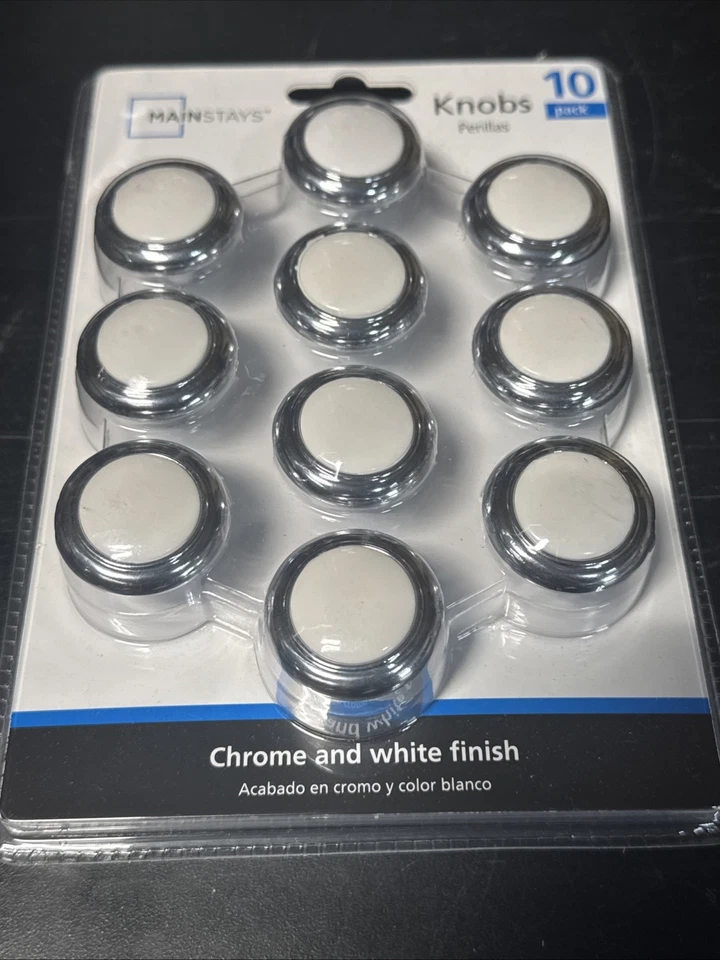 Mainstays Cabinet Knob, Chrome/White, 10 Pack - Image 4 of 4