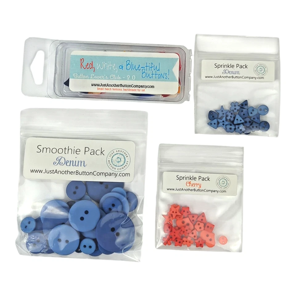 Just Another Button Lover's Club Red White & Blue-tiful Box JABC July 4 American - Image 3 of 4