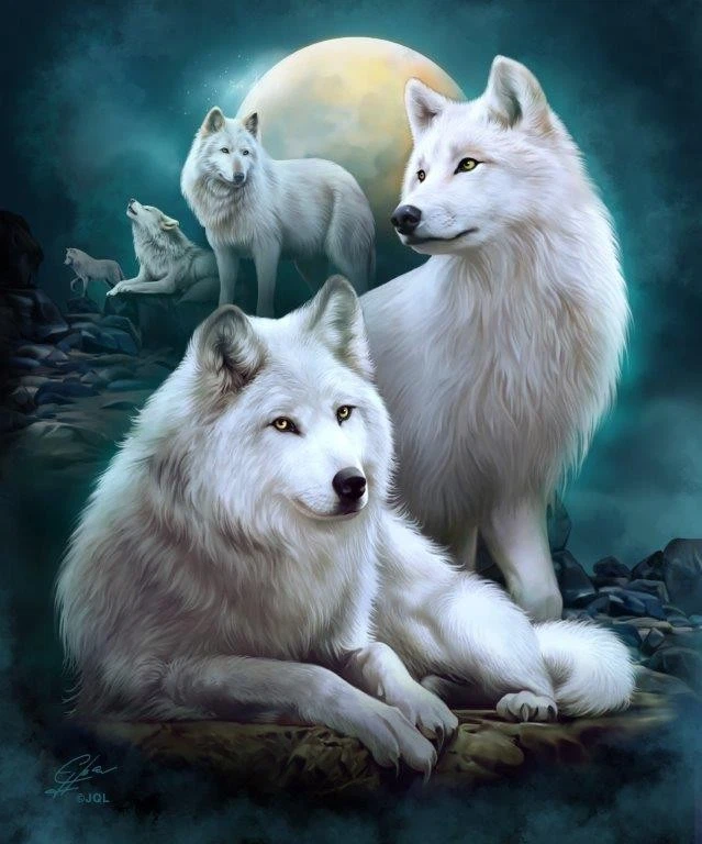 REGAL COMFORT Queen White Wolf Wolves Wolven Hour Moon Turq Super Soft Plush Blanket Faux Fur