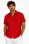 Bohio 100% weiches Leinen Guayabera Hemd für Herren - rot traditionell (4) Taschen - LS399
