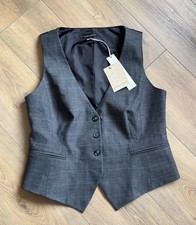 Laura Ashley - Tailored Grey Checked Ladies Waistcoat Size 16 - brand new 