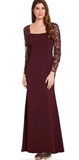 Adrianna Papell Dress Rhinestone Embellishment Sleeves Burgundy S:US6 Authentic