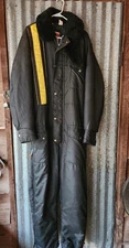 JC Penney Snowmobile Apparel Mens Large Tall Black Yellow Stripe Snow Suit VTG