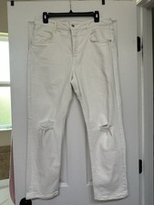 Pilcro and The Letterpress Anthropologie High Rise Slim White Jeans - Size 32