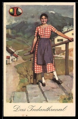 The Indanthrene Girl, Girl in Plaid Dress, Postcard 