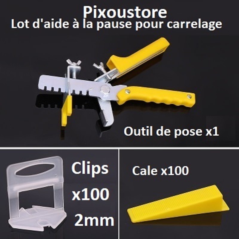Kit de pose carrelage 2mm CLASSICLEVEL avec outil d'aide alignement