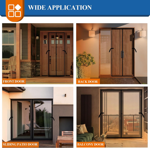 Magnetic Screen Door 60'' X 80'', Upgraded Polyester Scratch-Proof, Mesh Net Cur - Picture 7 of 12