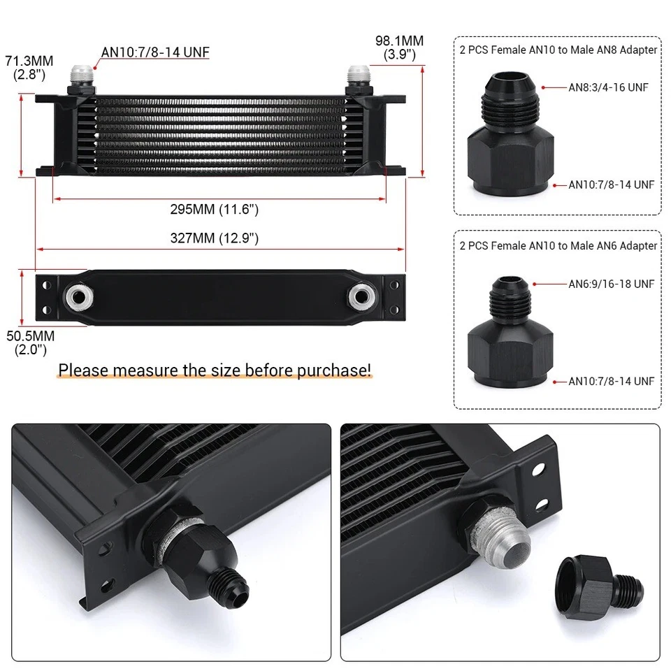 10 Rows British Type Engine Transmission Oil Cooler AN10 Oil Radiator Universal - image 4 of 4