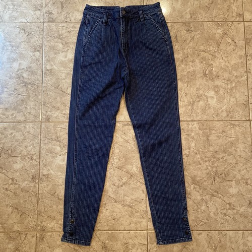 American Eagle Stretch Mom Jeans Nadelstreifen plissiert Hi-Rise Jeans 2 lang rot blau