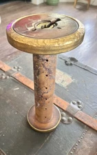 Antique Woood Brass Industrial Spool 12” Patina 