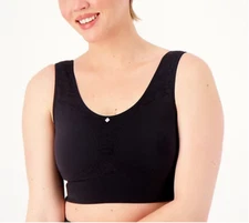 Breezies~Active Comfort Wirefree Contou Bra~X-Large~Black~A455365~Foam Cup 10024