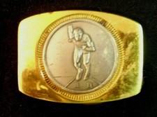Vintage BELT BUCKLE Track Runner Race Running Athlete Embossed Metal Art