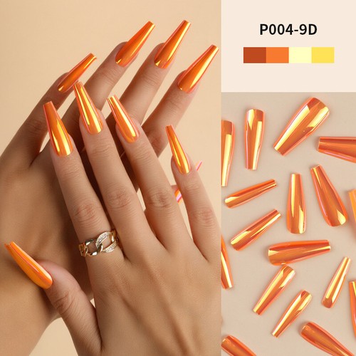 ✹Press On Nails Lange Blaue Herz-Sarg-Kunstnägel Ballerina Shiny Star Fake- ≌ - Bild 64 von 70