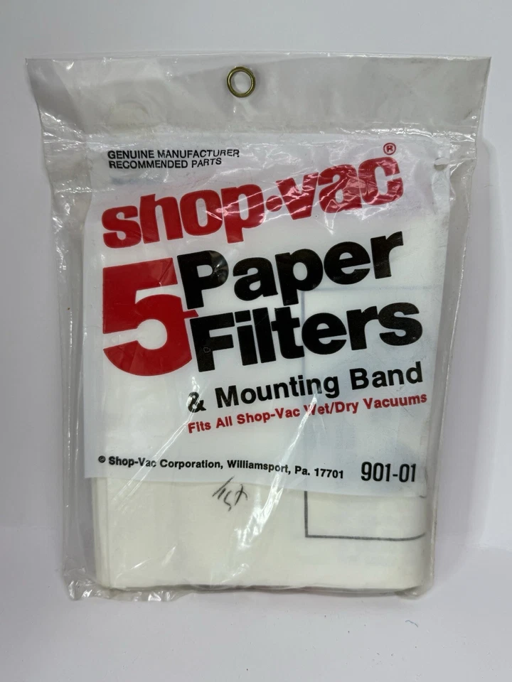 NEW NOS Vintage Shop-Vac 5 Pack Paper Filters & Mounting Band Wet/Dry Vacuums - Image 2 of 4