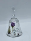Fenton Hand Painted Flowers Scallop Edge Clear Glass Bell Signed K. Pickenpaugh