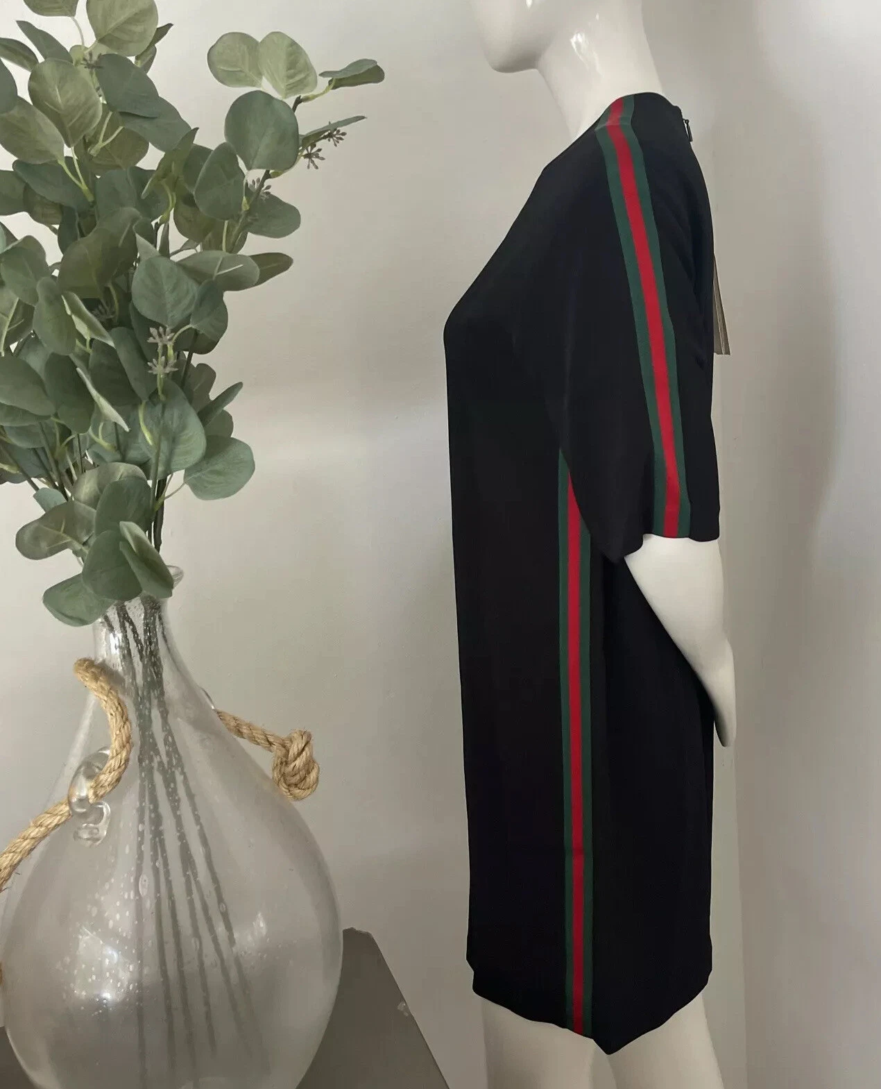 Robe décontractée authentique tunique noire Kady garniture Logomania sangle tissage 40