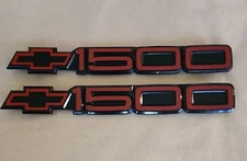 Chevrolet Silverado C1500 Door Badges Emblems Obs Trucks red Bowtie 1500 Set