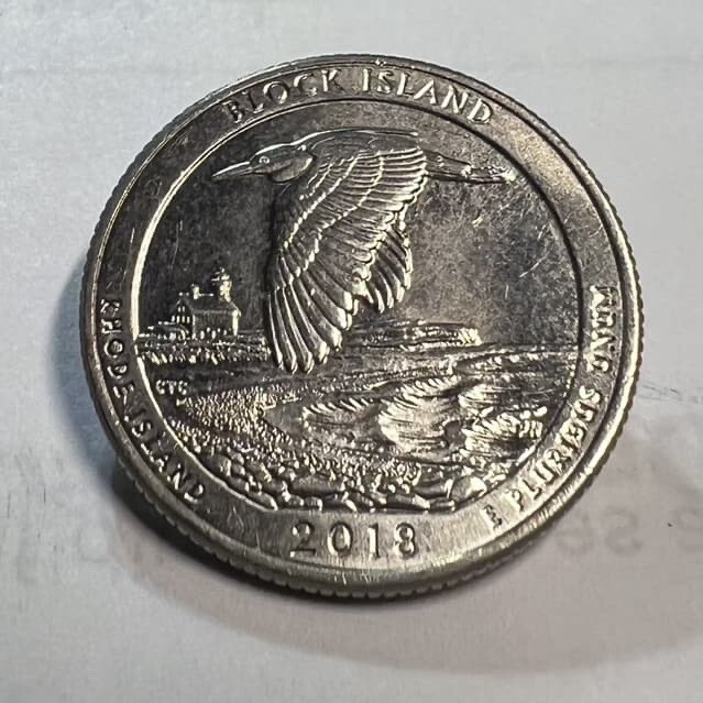 2018 D Rhode Island ATB Quarter Doubled Die Reverse (DDR) Under
