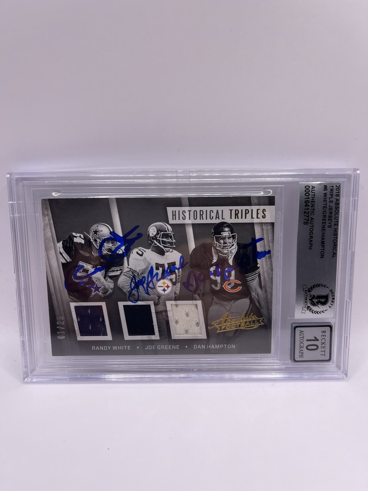 Joe Greene Autographed Signed Randy White Dan Hampton 2016 Game Worn Jersey Beckett 10 Auto 