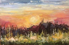 Painting by the Ukrainian artist "The sun wakes up in the field" oil