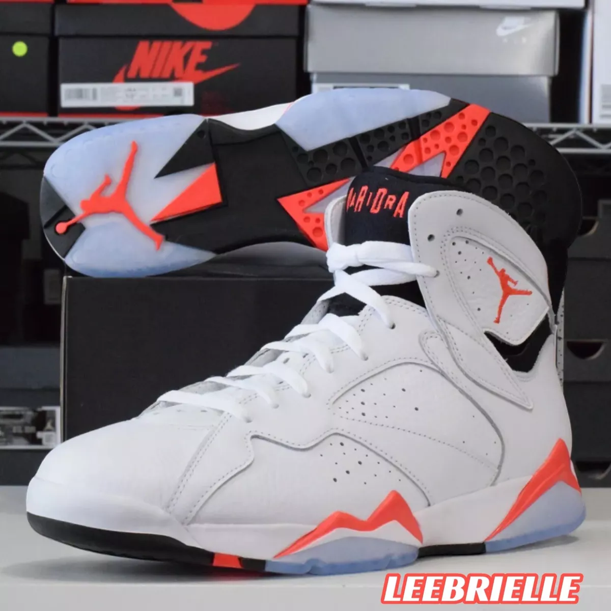 Air Jordan 7 Retro White Crimson Infrared Black CU9307 160 Mens Basketball Shoes