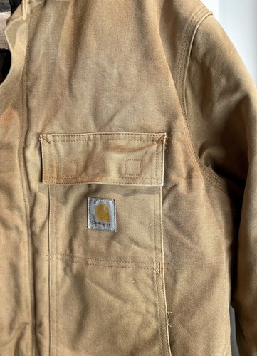 Vintage Carhartt Insulated Canvas Workwear Brown Coat Jacket C03 Men’s 46 Reg - Picture 4 of 17