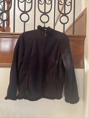 Women s Black Fleece/ Faux Fur Jacket Size L Excellent Condition Green Tea