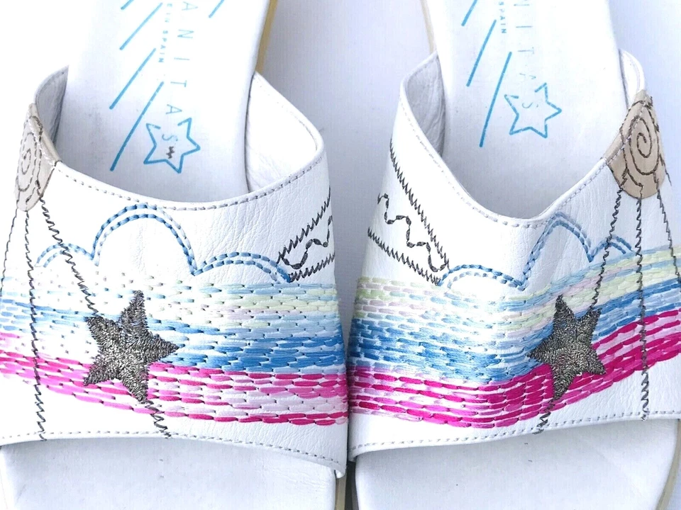 Hispanitas Zapatos Sin Cordones Planos Cuero Blanco Playa Talla 6.5 Hecho en España Foto 4 de 4