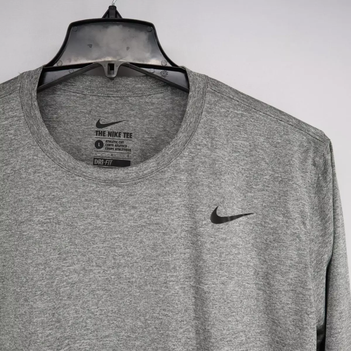 Nike Dri Fit The Tee Athletic Cut T Shirt Size Large Gray Long Sleeve | eBay