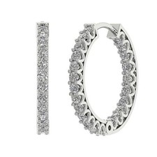 Hoop Earrings SI1 G 0.65 Ct InOut Side Round Diamond 14K White Gold Appraisal