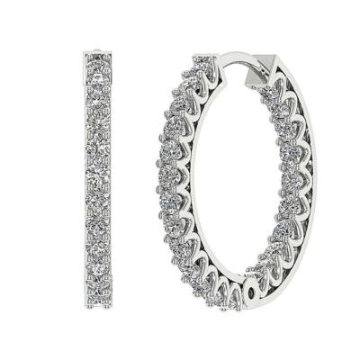 Hoop Earrings SI1 G 0.65 Ct InOut Side Round Diamond 14K White Gold Appraisal