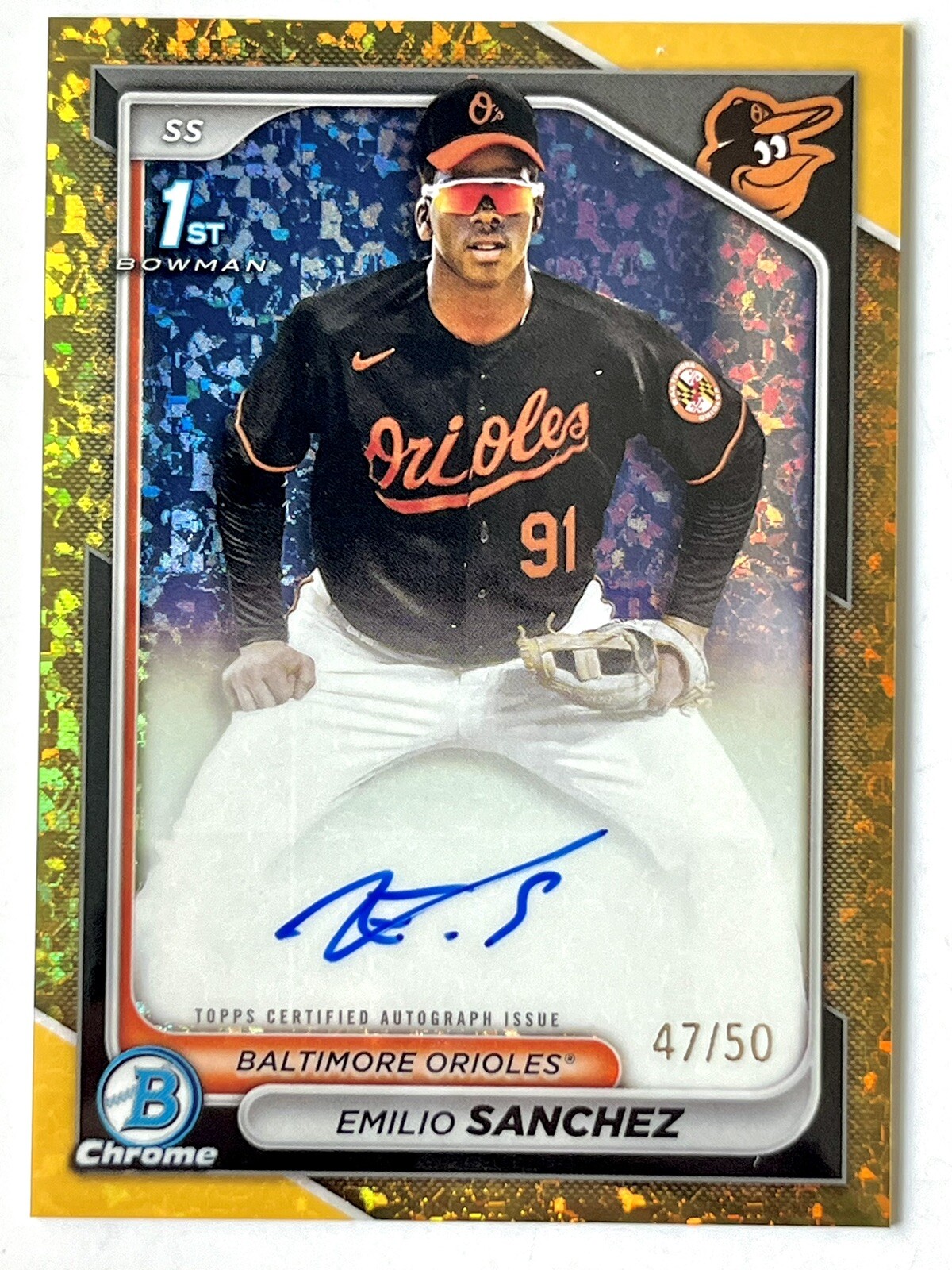 2024 Bowman Chrome Emilio Sanchez AUTO GOLD MINI DIAMOND REFRACTOR /50 - #CPA-ES
