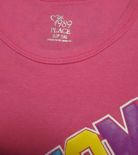 est. 1989 PLACE ♡ LITTLE GIRL'S PINK AWESOME TANK SHIRT TOP ♡ SIZE S/P 5/6 - Picture 2 of 3