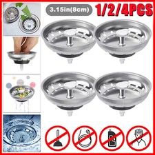 1-4X Stainless Steel Home Kitchen Sink Drain Stopper Basket Strainer Waste Plug