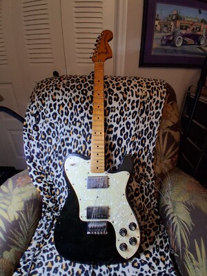 Vintage 1973 Fender Telecaster Deluxe Rare Custom Black finish figure maple neck