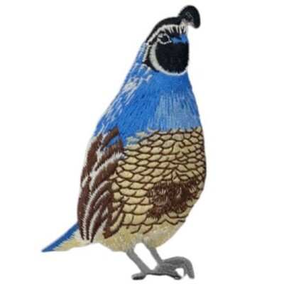 California Quail Applique Patch - Bird Animal Embroidered Badge 3-3/8'' (Iron on)