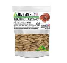 Red Reishi Extract 4:1 - Dual Extracted -  Mushroom Powder - 100 veggie caps