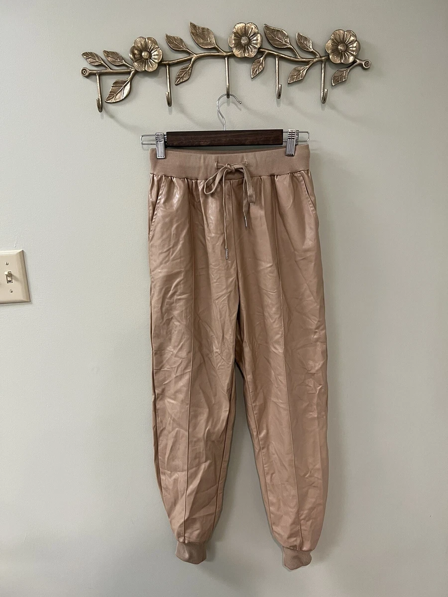 JLUXLABEL Faux Leather Beige Pants S Jogger eBay
