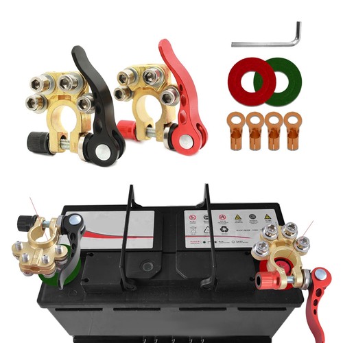 2PCS Car Battery Terminal Connectors, Quick Release Clamp for SAE/JIS Posts