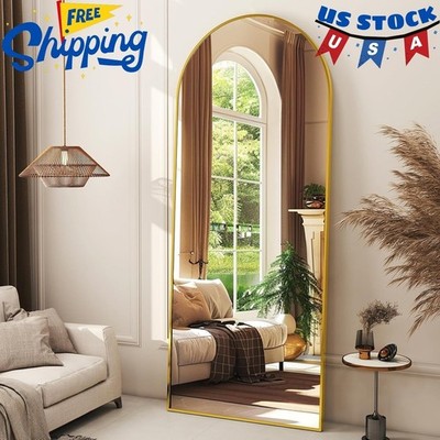 56'' X21 Arched Full Length Mirror Floor Mirrors with Aluminum Alloy Frame Free-S