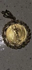 1986 5 Dollar Liberty Gold Coin Pendant Necklace in Yellow Gold Braided Wreath
