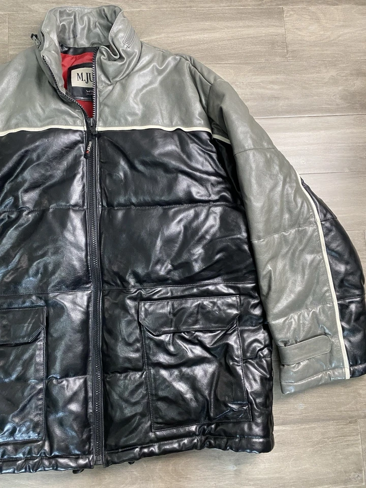Chaqueta Abrigo M Julian Wilson Cuero Cuero Puffer Ocultar Moto de Lujo Talla L Foto 3 de 4