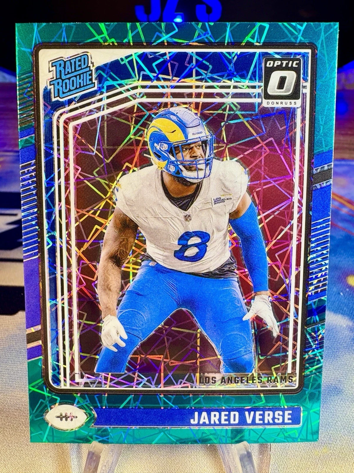 2024 Jared Verse Panini Donrus Optic Teal Velocity Rated Rookie #242 LA Rams