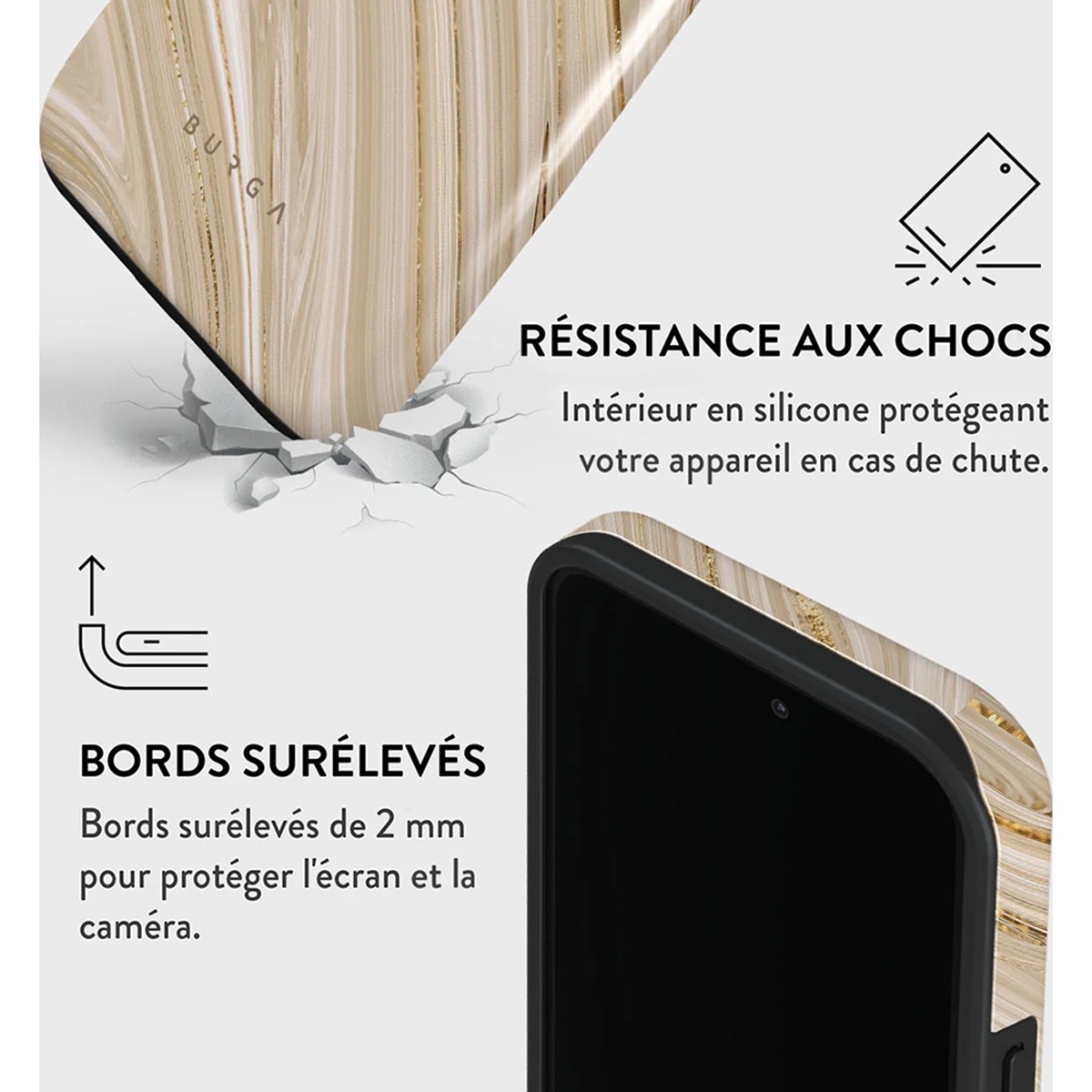 Coque iPhone 14 Pro Max Burga Full Glam beige protection antichoc - 4