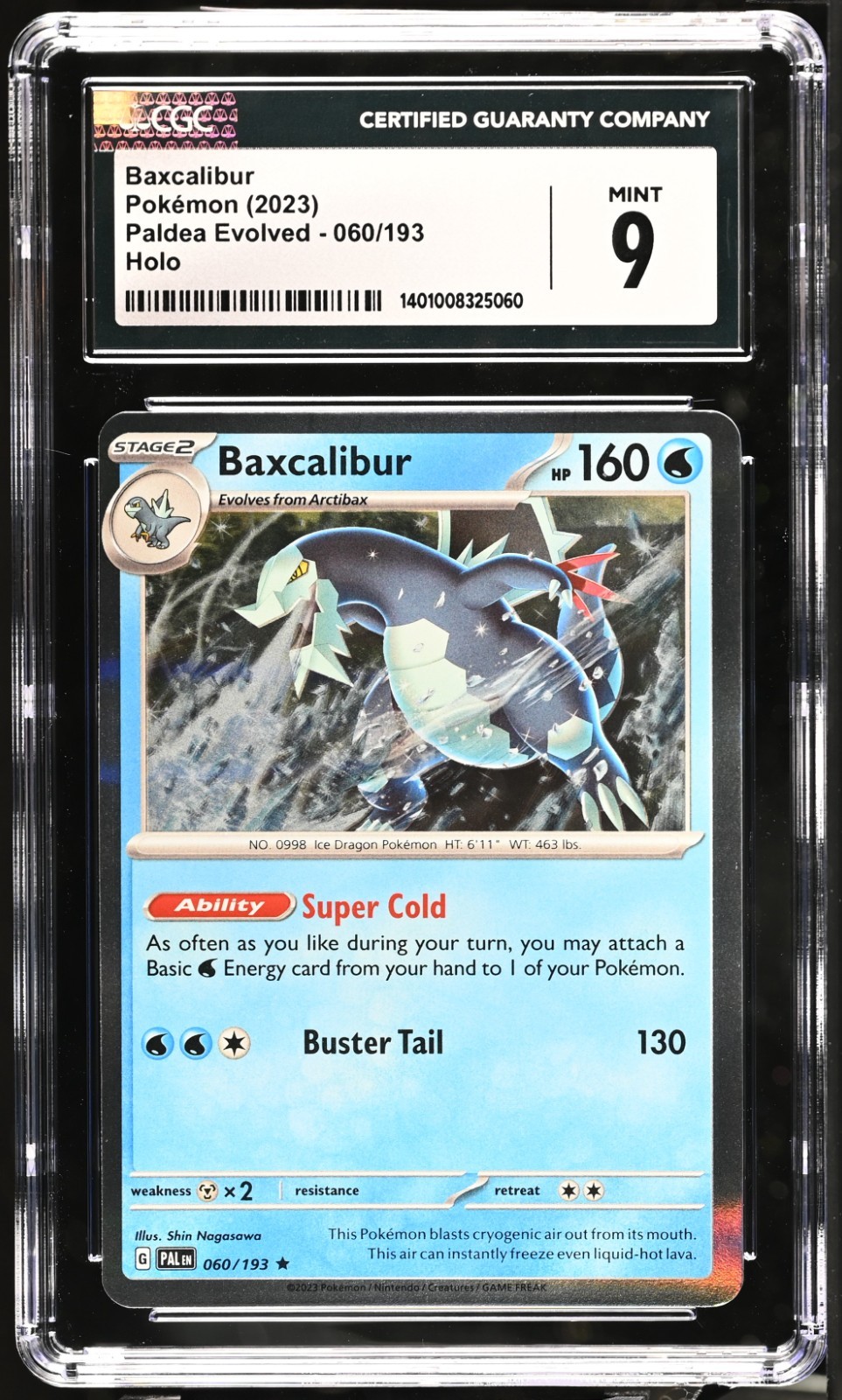 Pokemon 2023 Paldea Evolved Baxcalibur #060/193 CGC 9