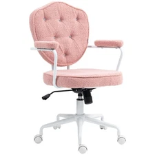 Cute Home Office Chair, Computer Desk Chair with Button Tufted Teddy Bear Fle...