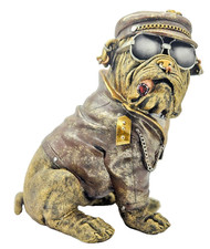 Boss cane con pelle rocker orecchino occhiali da sole catena oro sigaro JMA327