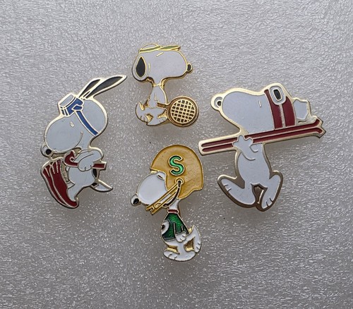 Peanuts Snoopy Sports Lot of 4 Pins, Skiing, Football, Tennis, Snorkeling